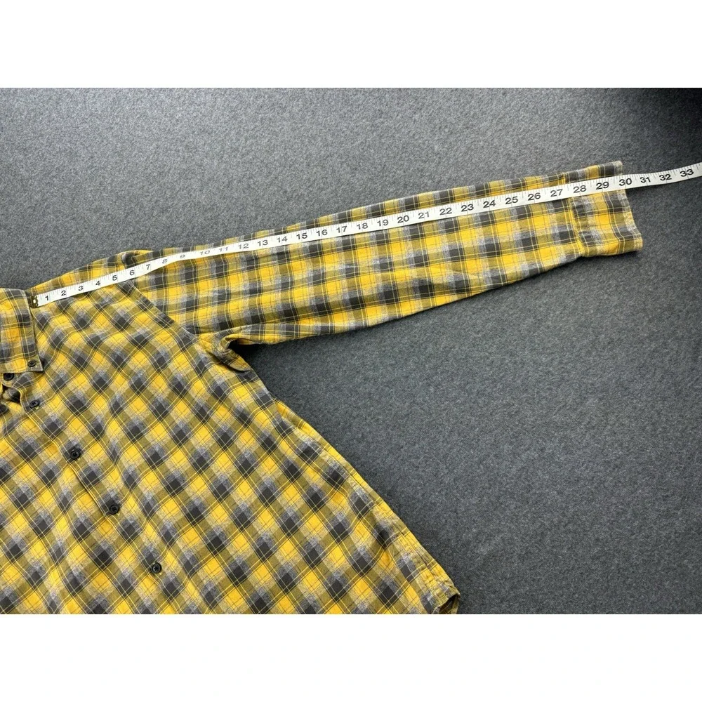 Banana Republic Mens Luxe Flannel Shirt‎ Camden Fit Sz Small Yellow Black Plaid